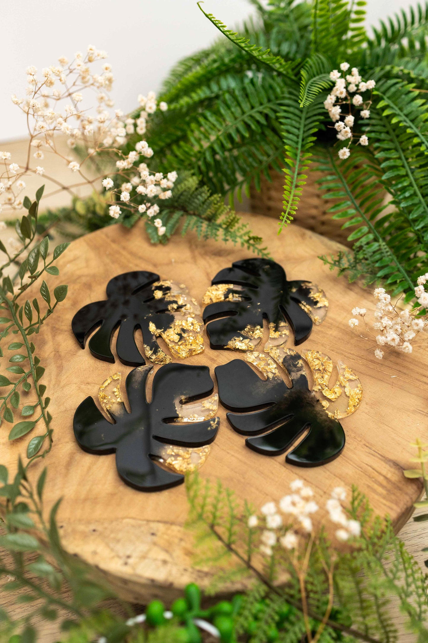 Untersetzer 4er Set - Monstera Schwarz 🖤✨