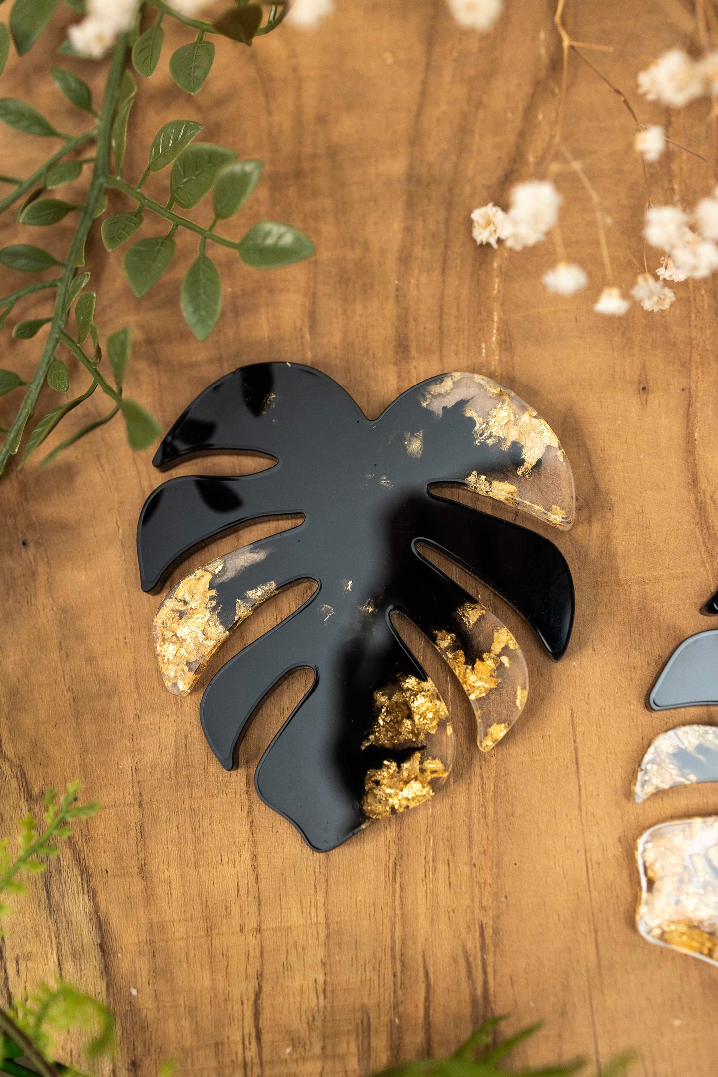 Untersetzer 4er Set - Monstera Schwarz 🖤✨