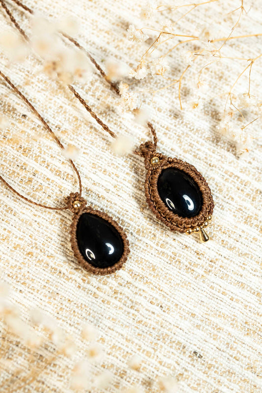 Halbedelstein Kette - Schwarzer Achat 🖤