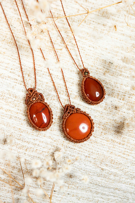 Halbedelstein Kette - Roter Jaspis 🧡