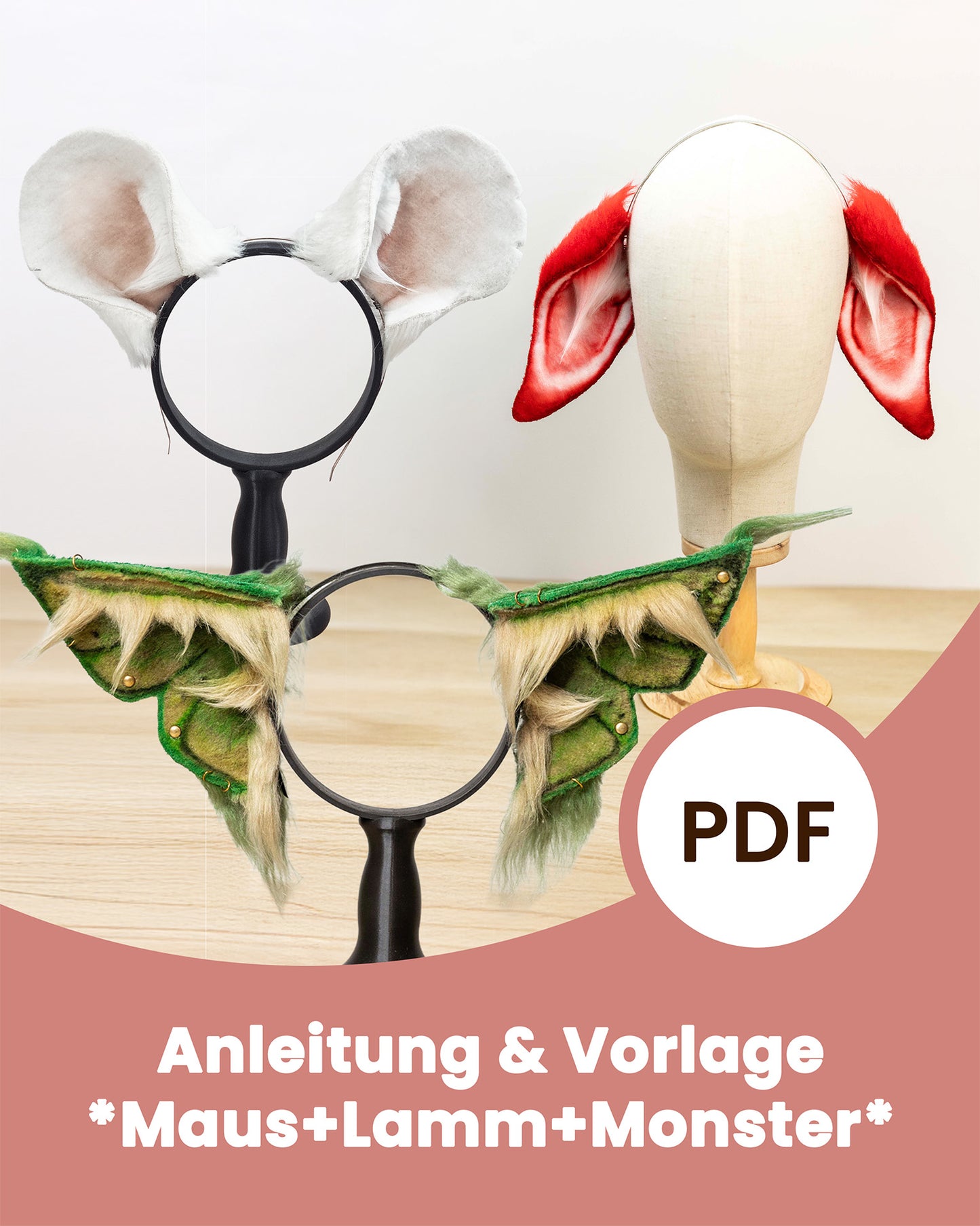 Maus/Lamm/Monster Ohren (Anleitung PDF)